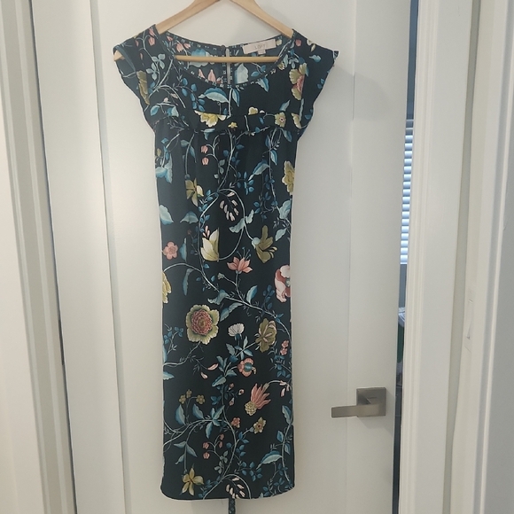 LOFT Green Dress with Flutter Cap Sleeves - Picture 3 of 6